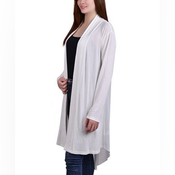 NWT NY Collection Long Sleeve Knit Cardigan with Chiffon Back - Picture 2 of 11